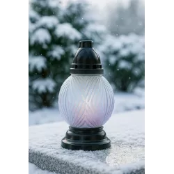 Duży znicz kula szklany 32cm różowo-fioletowy