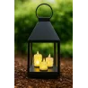 Lampion latarenka czarna 25 cm z 3 świeczkami LED dekoracja
