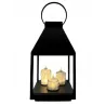 Lampion latarenka czarna 25 cm z 3 świeczkami LED dekoracja
