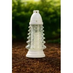 Znicz Szklany Choinka 27 cm Biały – Z Wkładem - Boże Narodzenie