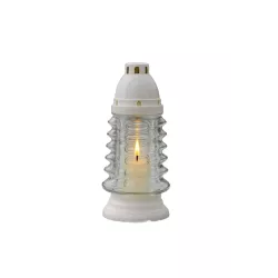 Znicz Szklany Choinka 27 cm Biały – Z Wkładem - Boże Narodzenie