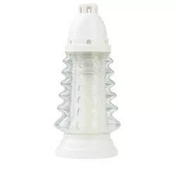 Znicz Szklany Choinka 27 cm Biały – Z Wkładem - Boże Narodzenie