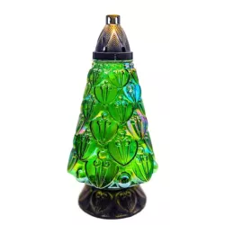 Znicz Choinka Duży Zielony 42cm Szklany + Wkład