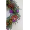 Wieniec bożonarodzeniowy 60 cm – fiolet naturalne dodatki, rękodzieło