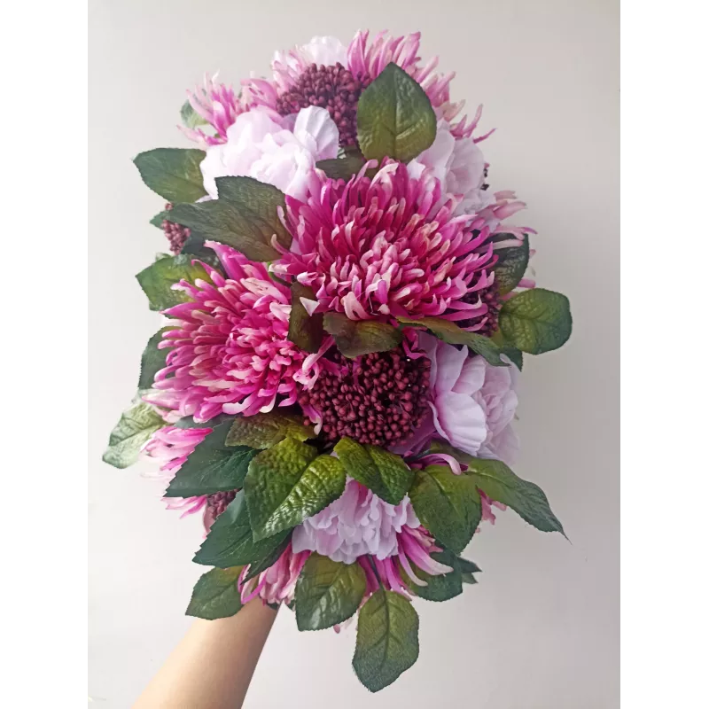 Stroik Nagrobny | Wiązanka | Chryzantemy | Różowy | Wszystkich Świętych