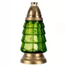 Znicz Boże Narodzenie Choinka Szklany Zielony Lampion Złoty 25cm + wkład