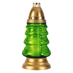 Znicz Boże Narodzenie Choinka Szklany Zielony Lampion Złoty 25cm + wkład