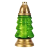 Znicz Boże Narodzenie Choinka Szklany Zielony Lampion Złoty 25cm + wkład