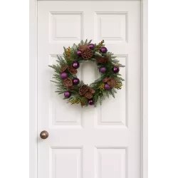 Wieniec bożonarodzeniowy 60 cm – fiolet naturalne dodatki, rękodzieło