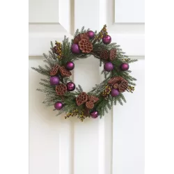 Wieniec bożonarodzeniowy 60 cm – fiolet naturalne dodatki, rękodzieło
