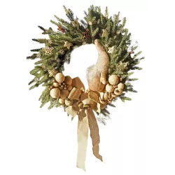 Wieniec wianek bożonarodzeniowy 60 cm eko jutowy na drzwi ze skrzatem