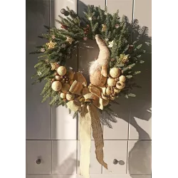 Wieniec wianek bożonarodzeniowy 60 cm eko jutowy na drzwi ze skrzatem