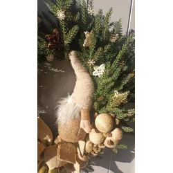 Wieniec wianek bożonarodzeniowy 60 cm eko jutowy na drzwi ze skrzatem