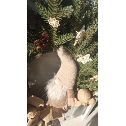 Wieniec wianek bożonarodzeniowy 60 cm eko jutowy na drzwi ze skrzatem