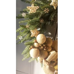 Wieniec wianek bożonarodzeniowy 60 cm eko jutowy na drzwi ze skrzatem