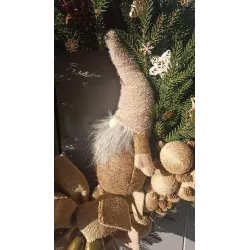 Wieniec wianek bożonarodzeniowy 60 cm eko jutowy na drzwi ze skrzatem