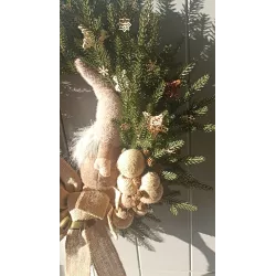 Wieniec wianek bożonarodzeniowy 60 cm eko jutowy na drzwi ze skrzatem