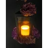 LAMPION LATARENKA DEKORACYJNA ZNICZ LED ZE ŚWIECĄ 21CM KWIATY NA GRÓB