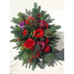 Stroik nagrobny na Boże Narodzenie świerk stabilizowany