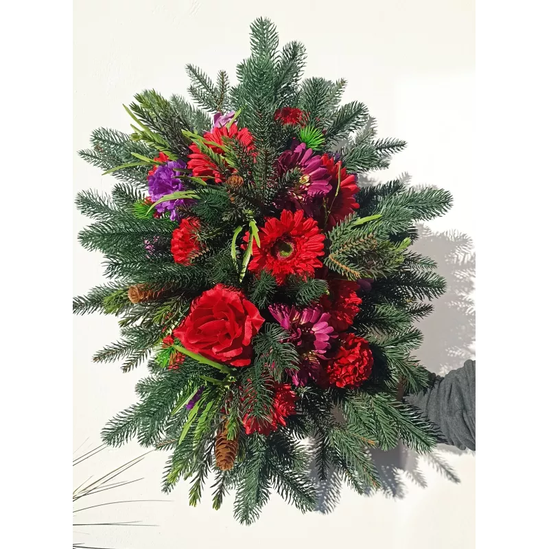 Stroik nagrobny na Boże Narodzenie świerk stabilizowany