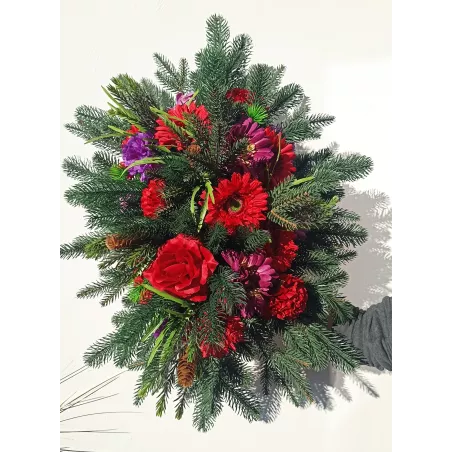 Stroik nagrobny na Boże Narodzenie świerk stabilizowany