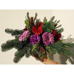 Stroik nagrobny na Boże Narodzenie świerk stabilizowany