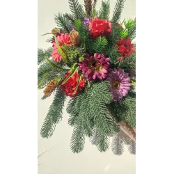 Stroik nagrobny na Boże Narodzenie świerk stabilizowany