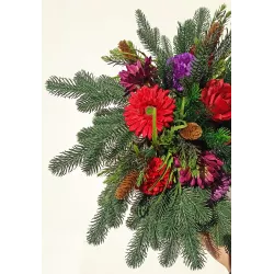 Stroik nagrobny na Boże Narodzenie świerk stabilizowany