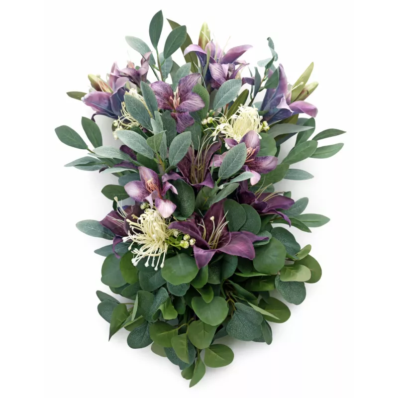 Wiązanka pogrzebowa fioletowa z eukaliptusem – na grób, cmentarz