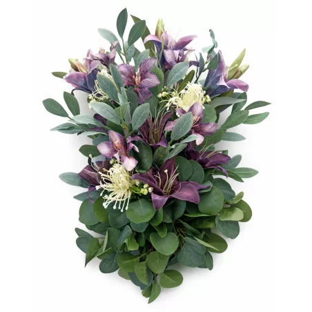 Wiązanka pogrzebowa fioletowa z eukaliptusem – na grób, cmentarz