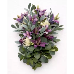 Wiązanka pogrzebowa fioletowa z eukaliptusem – na grób, cmentarz