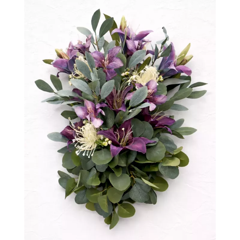 Wiązanka pogrzebowa fioletowa z eukaliptusem – na grób, cmentarz