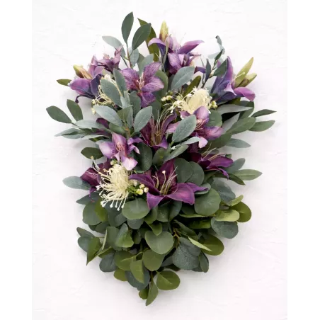Wiązanka pogrzebowa fioletowa z eukaliptusem – na grób, cmentarz