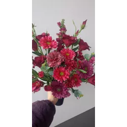 Elegancki Bukiet Nagrobny | Głęboka Czerwień & Bordo | Stabilizowany | Walentynki