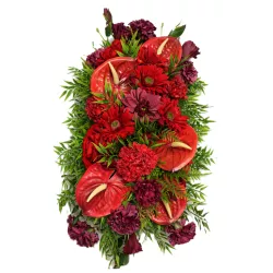 Wiązanka Nagrobna z Anturium i Gerberami | Głęboka Czerwień | dł. 65cm