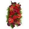 Wiązanka Nagrobna z Anturium i Gerberami | Głęboka Czerwień | dł. 65cm