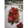 Wiązanka Nagrobna z Anturium i Gerberami | Głęboka Czerwień | dł. 65cm