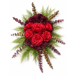 Wiązanka Nagrobna PREMIUM z Różami | Głęboka Czerwień | Walentynki