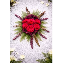 Wiązanka Nagrobna PREMIUM z Różami | Głęboka Czerwień | Walentynki