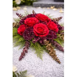 Wiązanka Nagrobna PREMIUM z Różami | Głęboka Czerwień | Walentynki