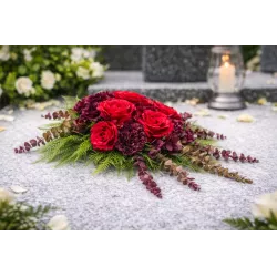 Wiązanka Nagrobna PREMIUM z Różami | Głęboka Czerwień | Walentynki