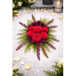 Wiązanka Nagrobna PREMIUM z Różami | Głęboka Czerwień | Walentynki