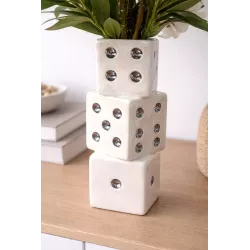 Designerski Wazon Kostki do Gry z Białymi Kwiatami Dekoracja do Domu Biura