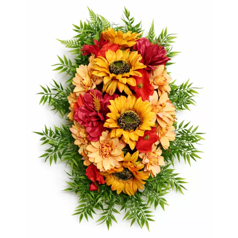 Wiązanka pogrzebowa słoneczniki, maki