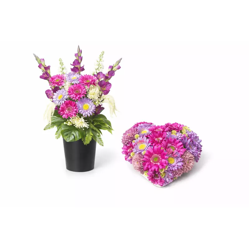 Stroik serce i bukiet do wazonu – komplet PREMIUM na cmentarz