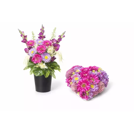 Stroik serce i bukiet do wazonu – komplet PREMIUM na cmentarz