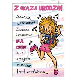 Kartka urodzinowa z życzeniami i kopertą