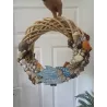 Wieniec rattanowy na drzwi z naturalnych muszli duży 40cm