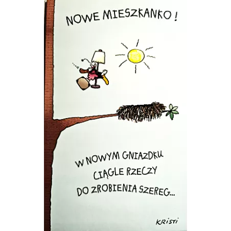 Kartka na nowe mieszkanie dom z życzeniami i kopertą